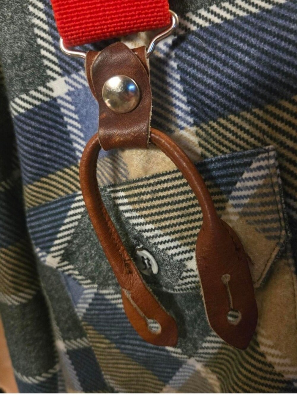 Vintage Red Button-On Trouser Braces / Suspenders - Picture 5 of 7
